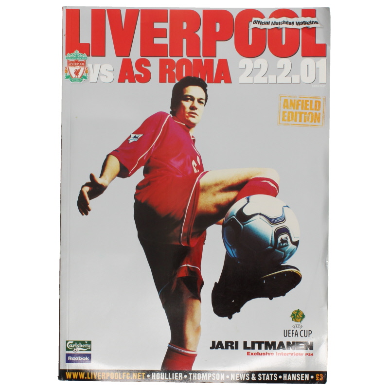 2000-01 Liverpool vs AS Roma Uefa Cup programme
