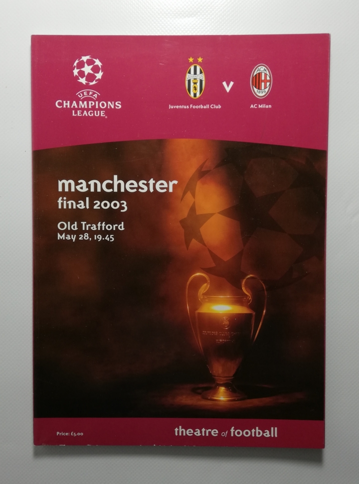 2003 Champions League Final Juventus vs AC Milan football programme for sale