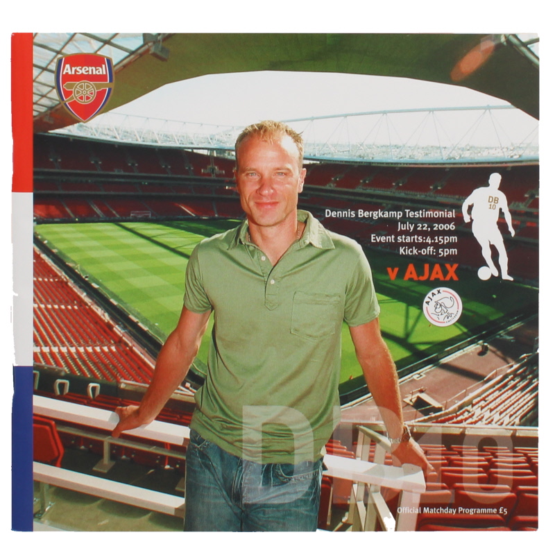 2006 Arsenal vs Ajax Dennis Berkamp Testimonial programme and photo album
