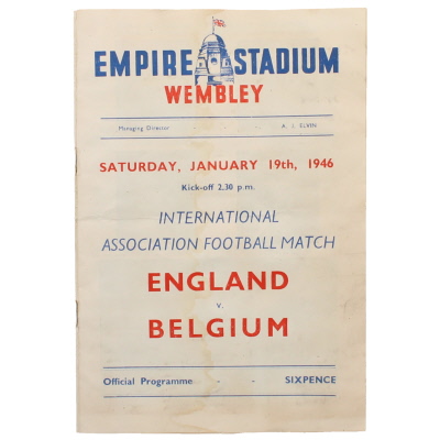 1945-46 England vs Belgium programme