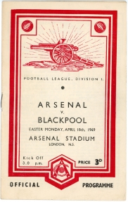 1948-49 Arsenal vs Blackpool football programme