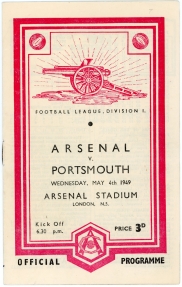 1948-49 Arsenal vs Portsmouth programme