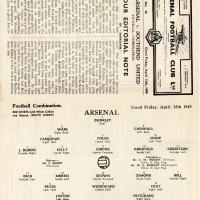 1948-49 Arsenal vs Southend United football programme football programme