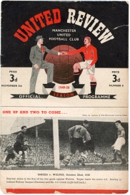 1949-50 Mnachester United vs Huddersfield Town programme