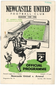 1949-50 Newcastle United vs Arsenal football programme