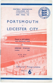 1949 F.A Cup semi Final Portsmouth vs Leicester football programme
