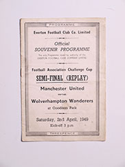 1949 F.A Cup Semi Final Replay Manchestre United vs Wolverhampton Wanderers Programme