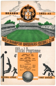 1951-52 Wolverhampton Wanderers vs Liverpool football programme