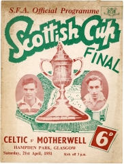 1951 Scottish Cup Final Celtic vs Motherwell programme