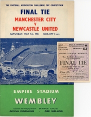 1955 F.A Cup Final Manchester City vs Newcastle United programme and ticket