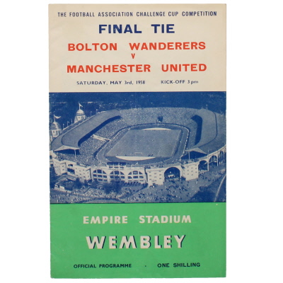 1958 F.A Cup Final Bolton Wanderers vs Manchester United Programme