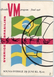 1958 World Cup Final Sweden vs Brazil Programme