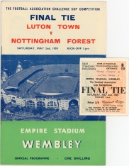 1959 F.A Cup Final Luton Town vs Nottingham Forest programme and ticket