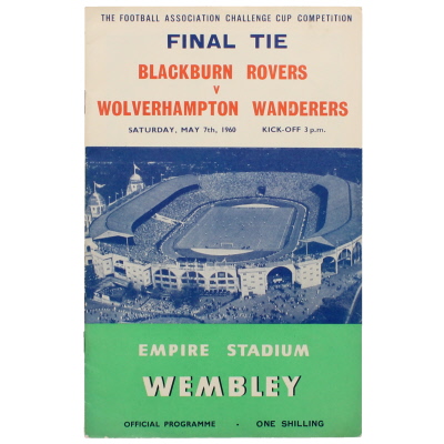 1960 F.A Cup Final Blackburn Rovers vs Wolverhampton Wanderers football programme