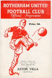 1961 League Cup Final 1st leg Rotherham United vs Aston Villa programme