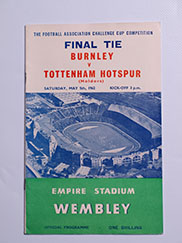 1962 F.A Cup Final Burnley vs Tottenham Hotspur Programme
