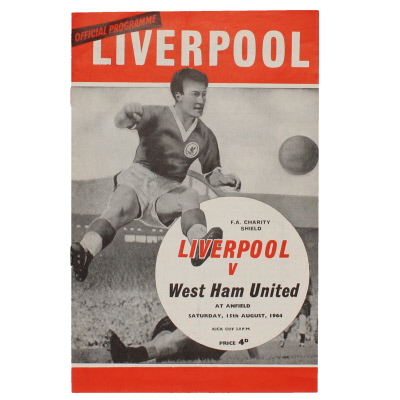 1964 Charity Shield Liverpool vs West Ham United programme