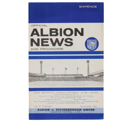 1966 League Cup Semi Final 1st Leg West Bromwich Albion vs Peterborough United programme