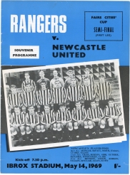 1969 Fairs Cup Semi Final Glasgow Rangers vs Newcastle United programme