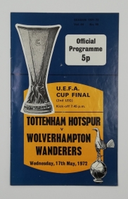 1972 UEFA Cup Final 2nd Leg Tottenham Hotspur vs Wolverhampton Wanderers football programme