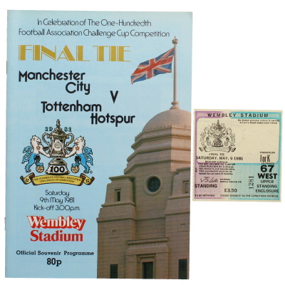 1981 F.A Cup Final Manchester City vs Tottenham Hotspur programme and ticket
