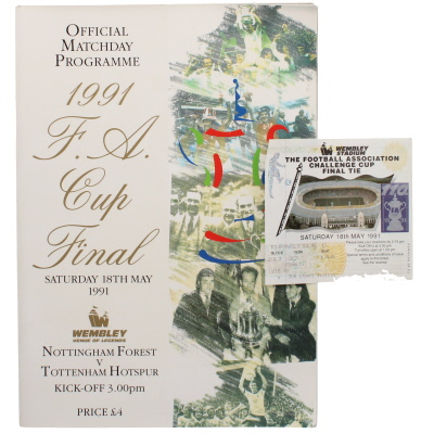 1991 F.A Cup Final Nottingham Forest vs Tottenham Hotspur programme and ticket