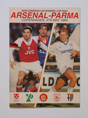 1994 European Cup Winners Cup Final Arsenal vs Parma Programme