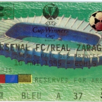 1995 UEFA Cup Winners Cup Final Arsenal vs Real Zaragoza programme and ticket football programme