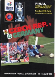 1996 European Championship Cup Final Czech Republic vs Germany programme