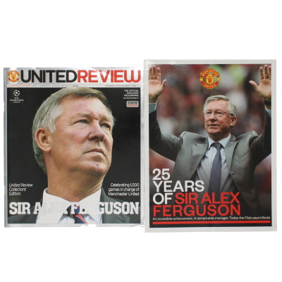 2004-05 Manchester United vs Olympique Lyonnais Alex Ferguson 1000th game programme and brochure