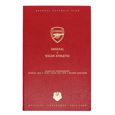 2005-06 Arsenal vs Wigan Hard Back Limited Edition Programme Last Game at Highbury